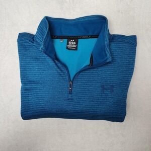 Under Armour Sweatshirt Mens L Blue 1/4 Zip Mock Neck UA Storm Golf 1373674‎